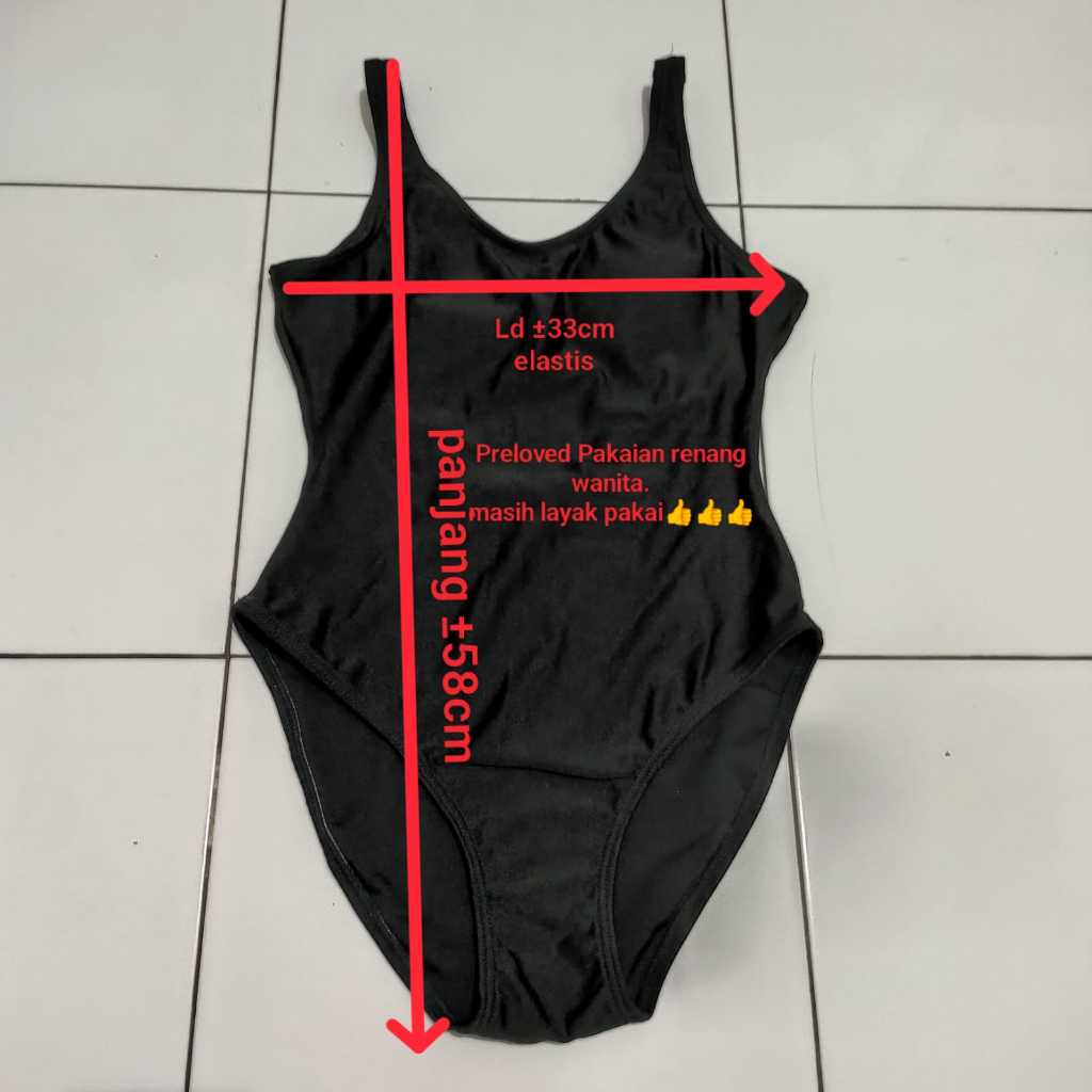 PRELOVED BAJU RENANG WANITA DEWASA WARNA HITAM