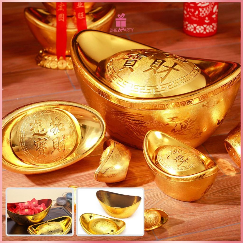 DP Wadah Kotak Permen Yuanbao Gold / Tempat Permen Cina Perlengkapan Sincia Imlek 2026 / Kotak Perme