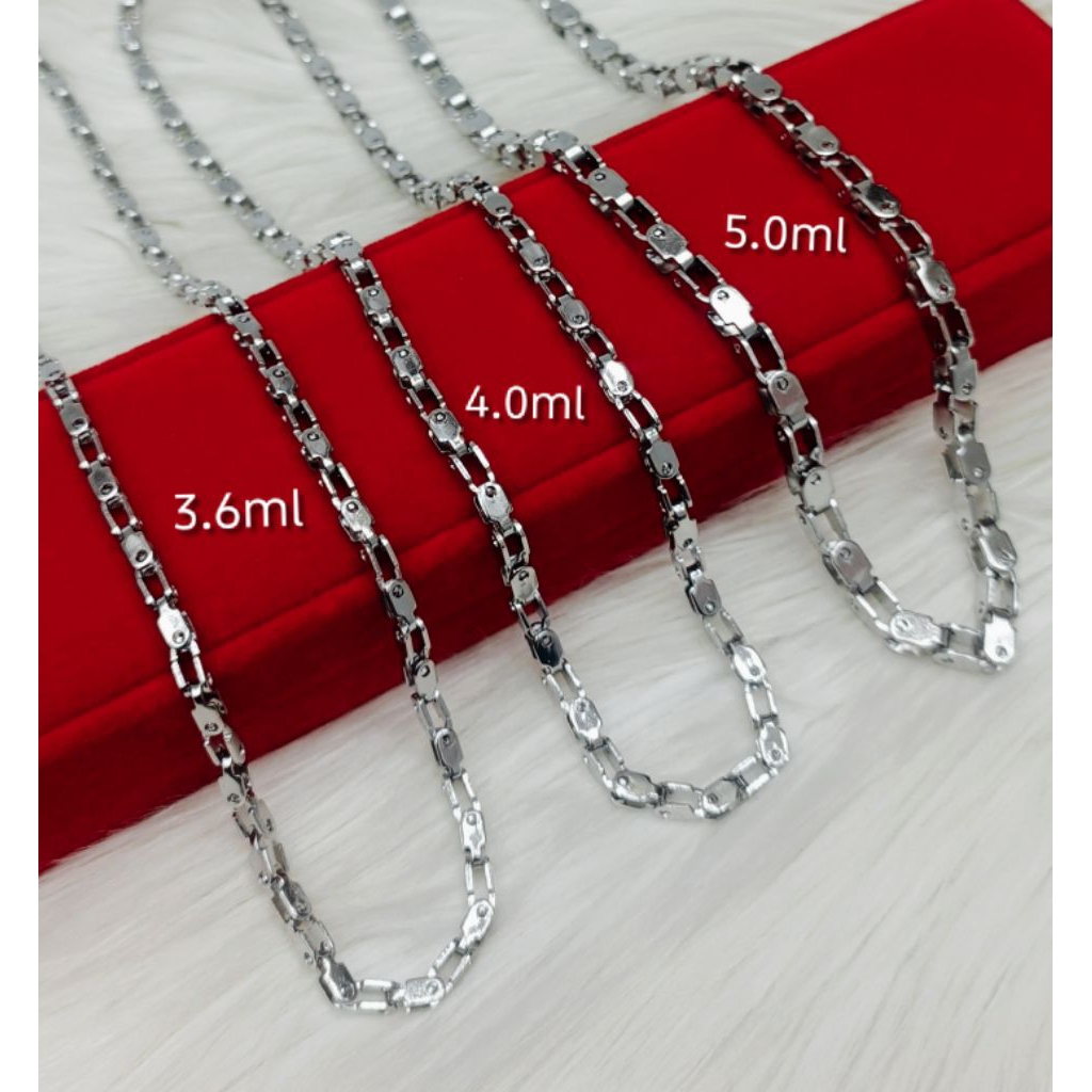 kalung rante sepeda 50cm silver asli tianium