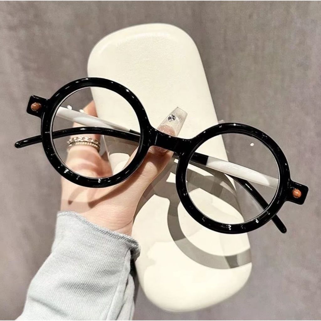 Kacamata Baca Bingkai Bulat + Box Anti Radiasi Lensa Plus Lensa Baca dan Jalan Lensa Double