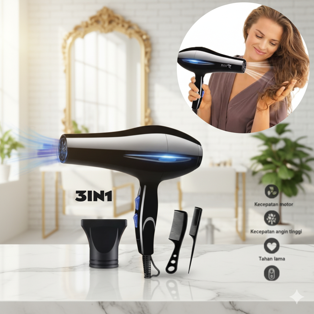 Hair Dryer Professional Salon Pengering Rambut Mini Hair Dryer Low Watt Multi Hair Styler Low Watt P