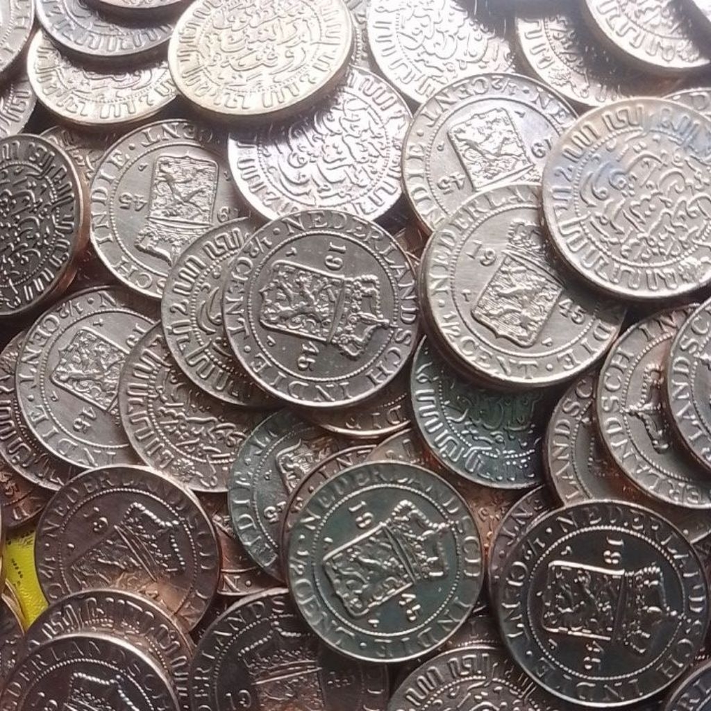 UANG KUNO ASLI KOIN SETENGAH CENT NEDERLAND INDIE