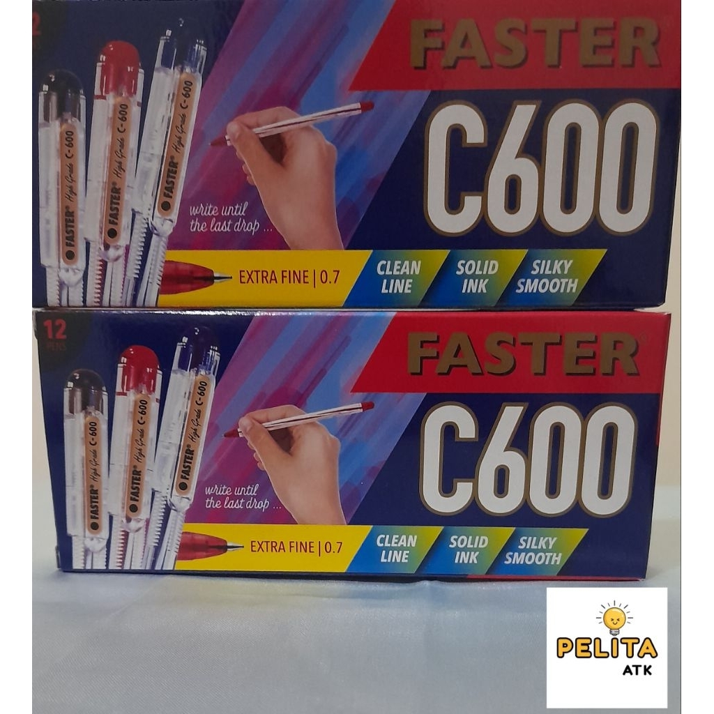[Pelita ATK] BISA COD Pulpen Faster C600 , Pulpen hitam, Pulpen Faster, Ballpoint Faster, alat tulis