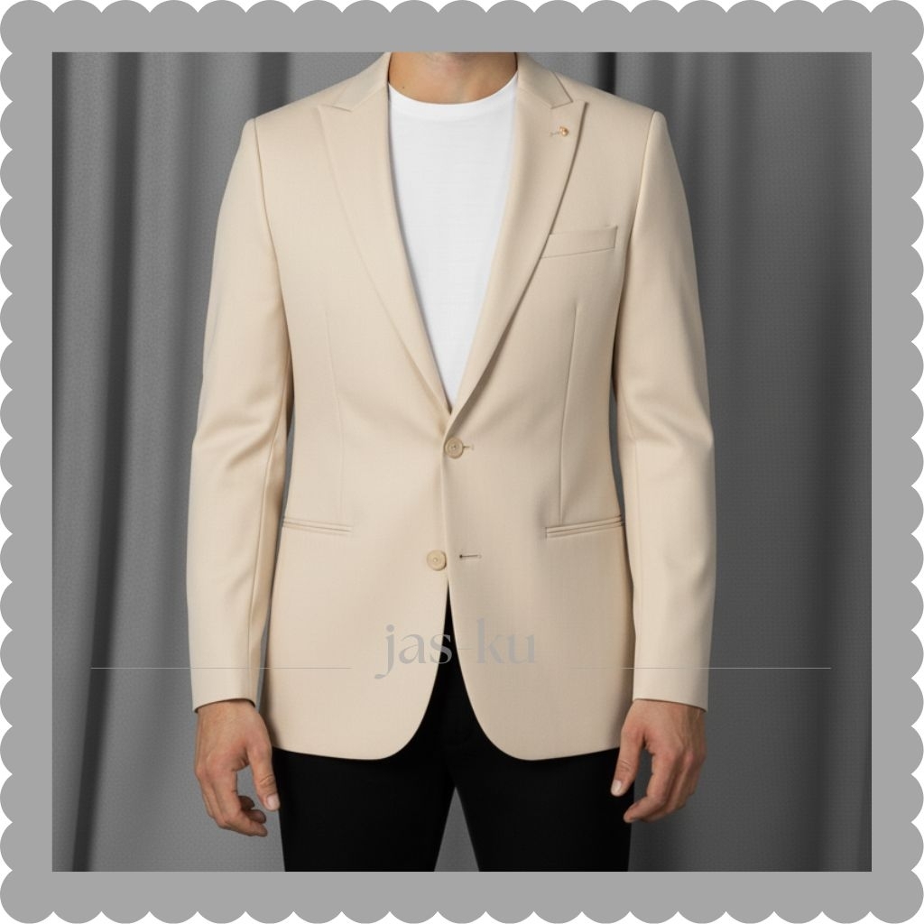 JAS-KU | Jas Pria Kancing 2 Jas Polos Pria Kekinian Viral Jas Mewah Jas Formal Jas Warna Krem