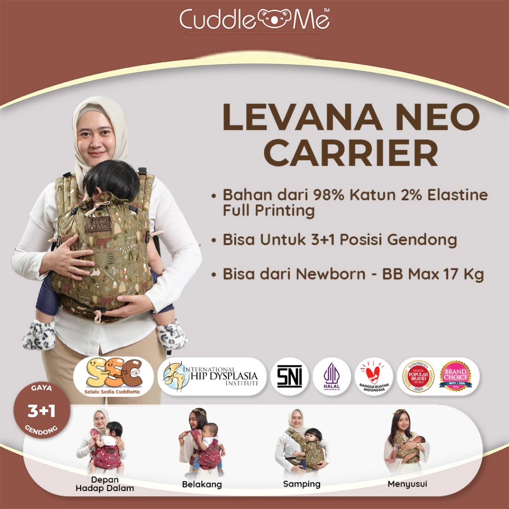 CUDDLEME Levana Neo Carrier Gendong Kanguru M-Shape Untuk Bayi New Born - Gendongan Bayi