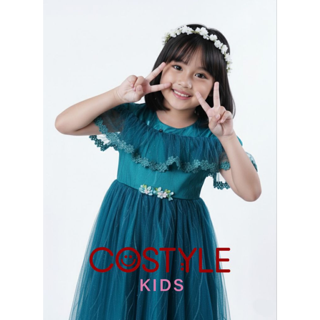 Dress Sabrina Green Emerald - Dress Ulang Tahun AnaK Sabrina - Gaun Pesta anak viral