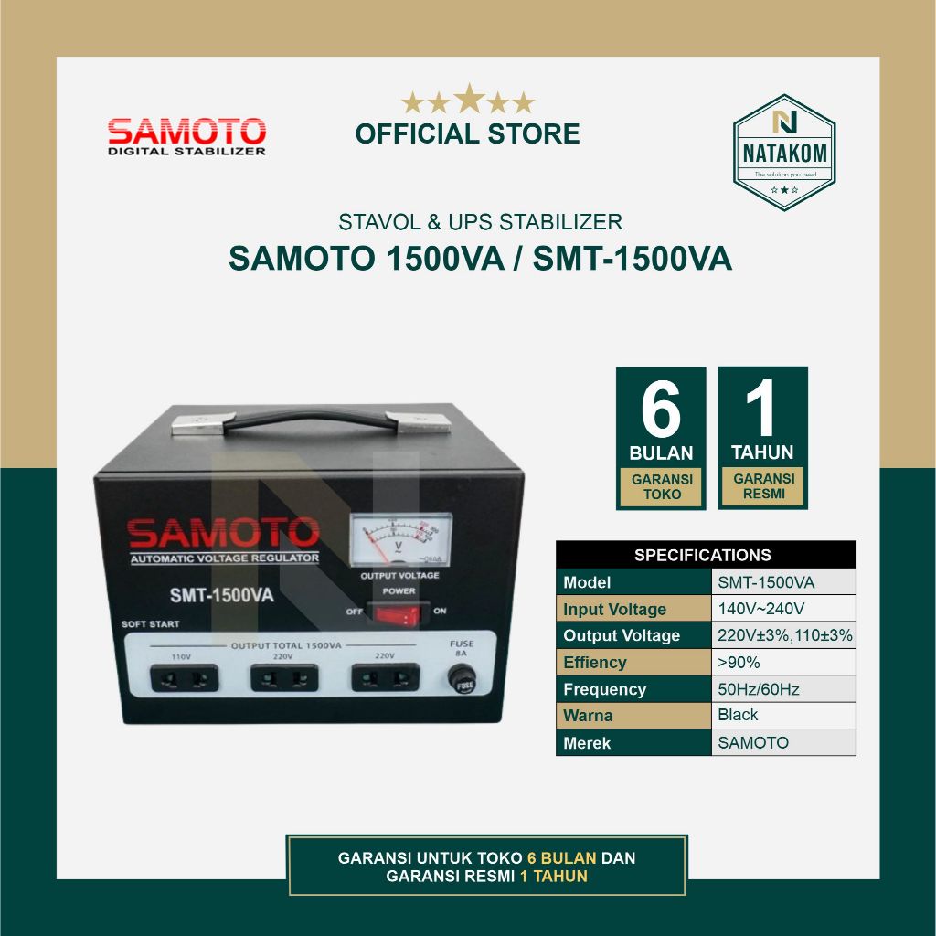 STAVOL MOTOR STABILIZER SAMOTO 1500VA SMT-1500VA