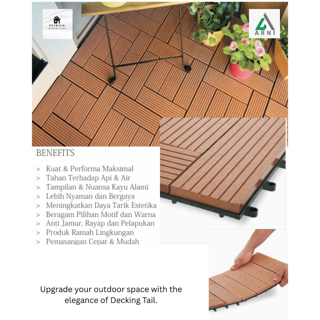 Lantai Kayu Decking Tail | Decking Tail Kayu Asri | WPC Decking Outdoor