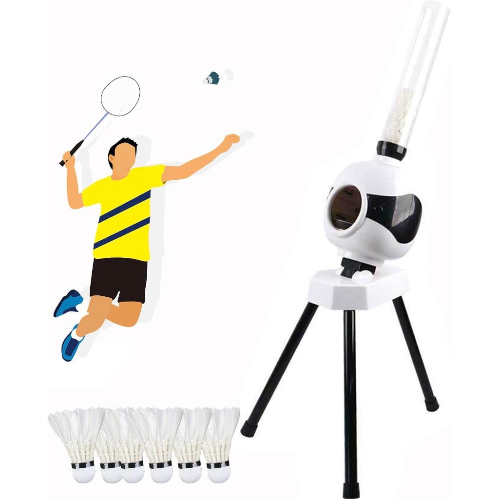Mesin Servis Bulutangkis Otomatis dengan 6 Raket Badminton Mesin Pelatihan Badminton Training Pitchi