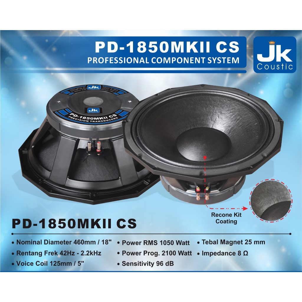 Speaker 18in Jk Coustic PD 1850 MK II CS komponen speaker PD 1850 MKII
