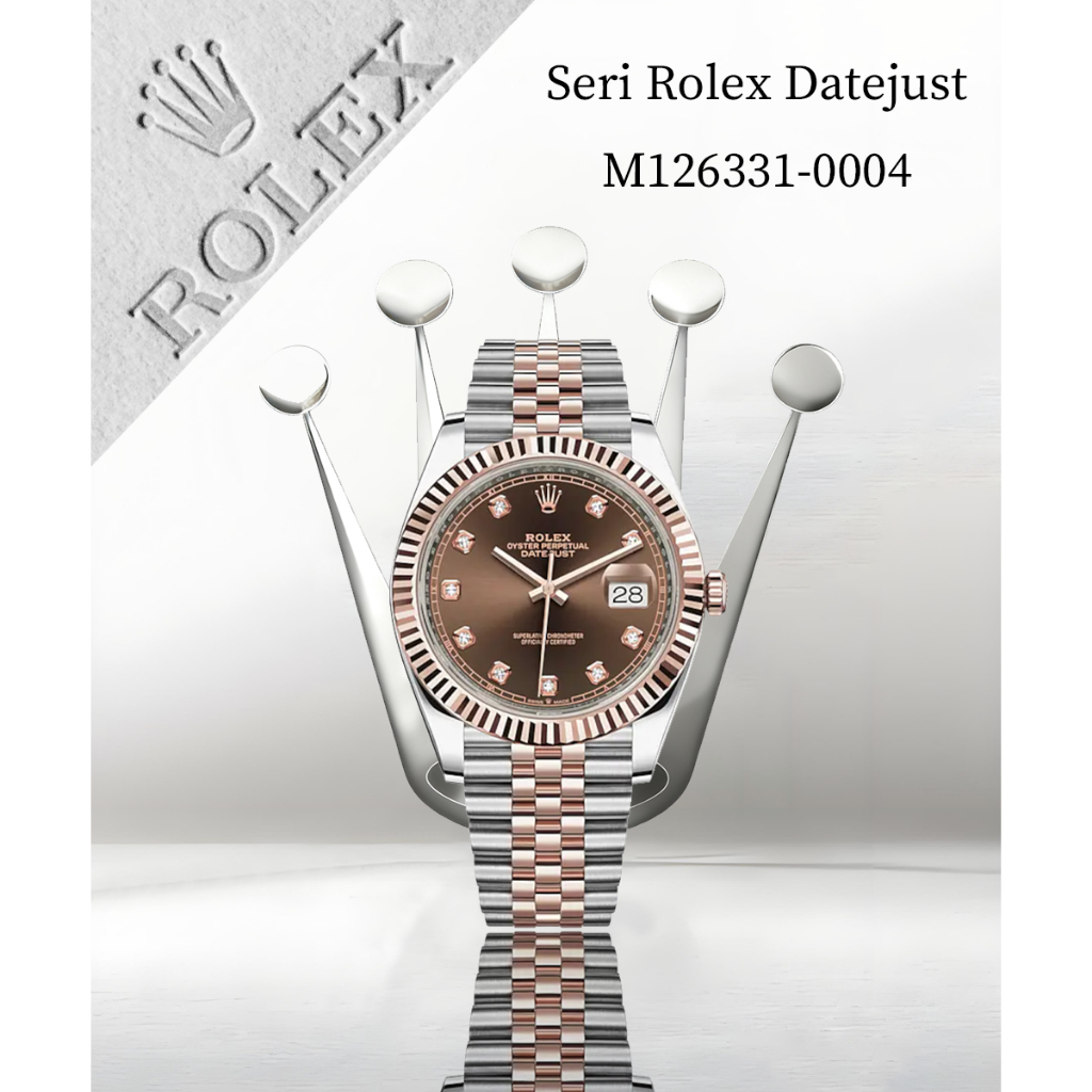 [100% Asli] Rolex Datejust M126331-0004 Model Emas 18K dengan Gelang Teflon Asli