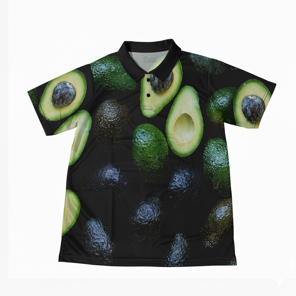 baju jersey fullprint alpukat kaos motif buah-buahan pria wanita lengan pendek panjang polo
