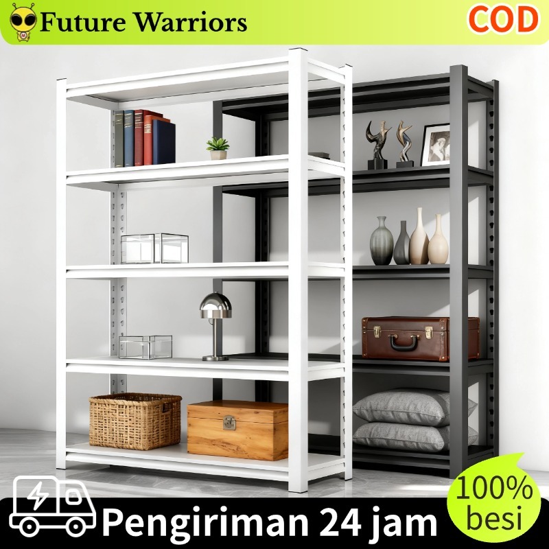 Rak Besi Siku 3/4/5/6 Susun 100% Besi Rak Gudang Rak Serbaguna Rak Dapur Rak Aquarium Rak Besi Siku 