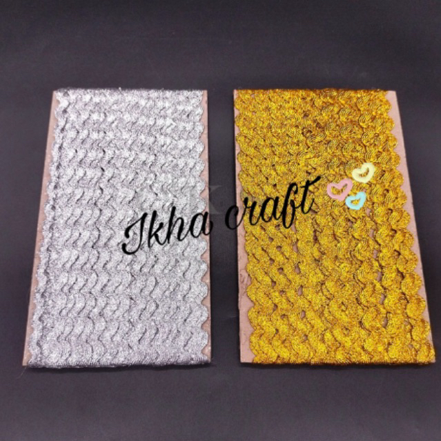 Renda Gigi Walang Emas dan Perak ukuran Besar 8mm - Renda Biku Per Rol