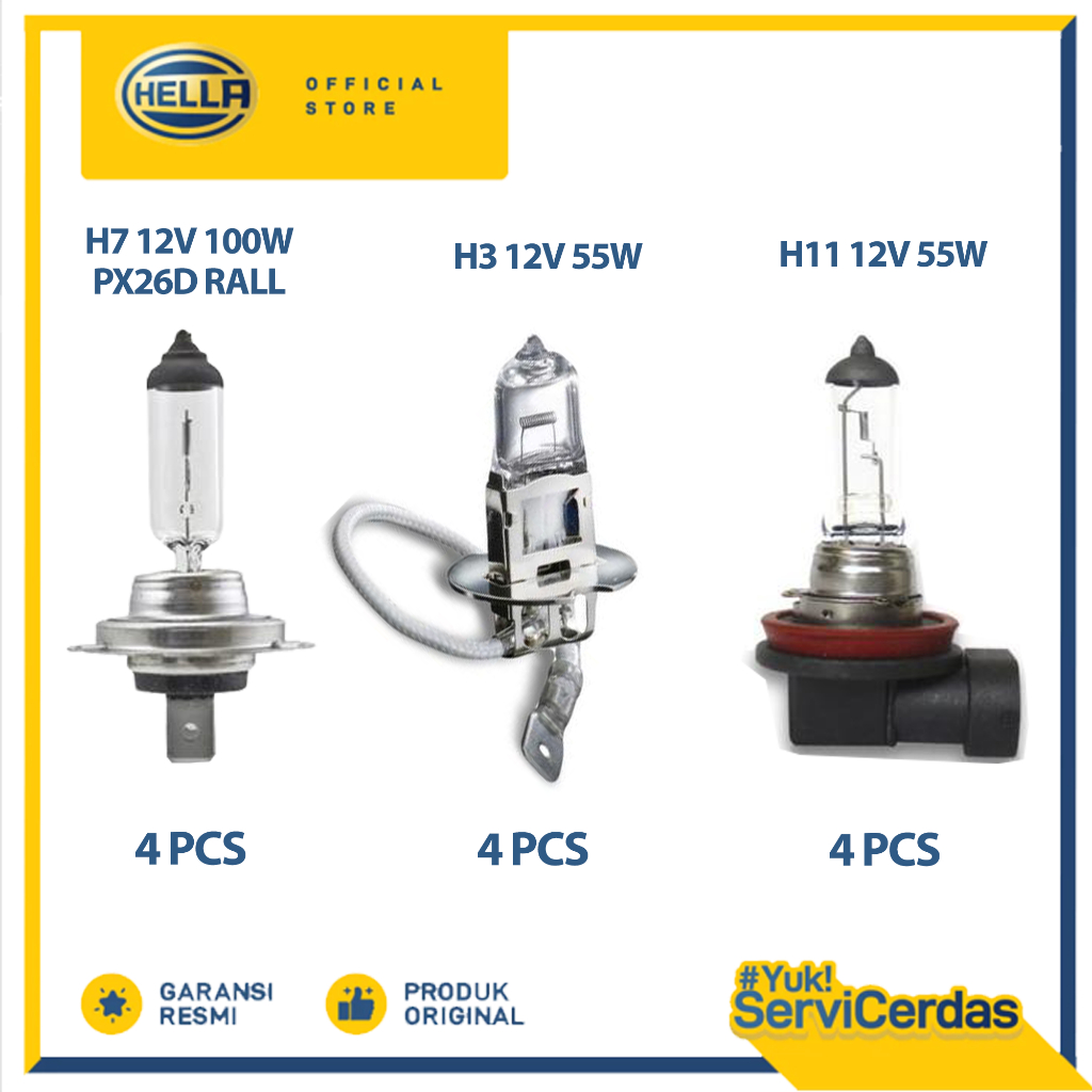 Paket Bundling Bohlam Hella H3, H11 dan H7 12V - Lampu Mobil