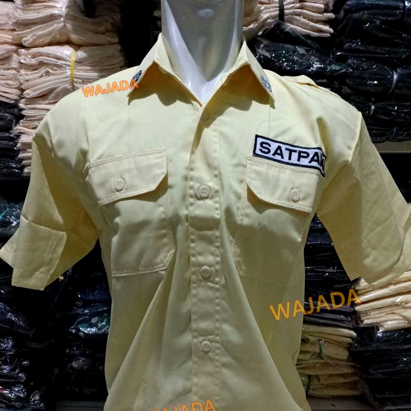 Kemeja Atasan PDH Security Satpam Cream Polos Pria Atasan Seragam PDH Satpam