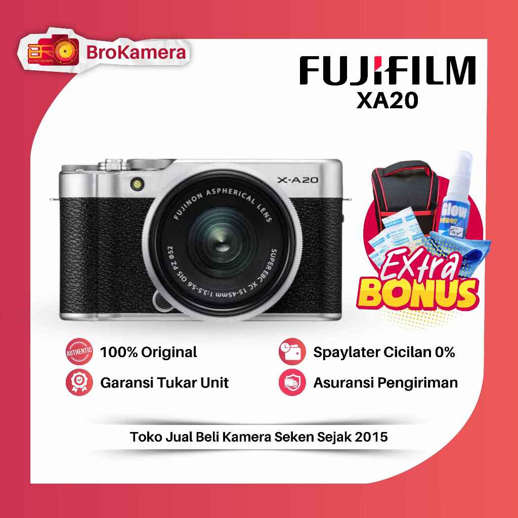 Kamera Fujifilm XA20 Fullset - 100% ORIGINAL Mirrorless Wifi - Seperti XA3 XA10 XA5