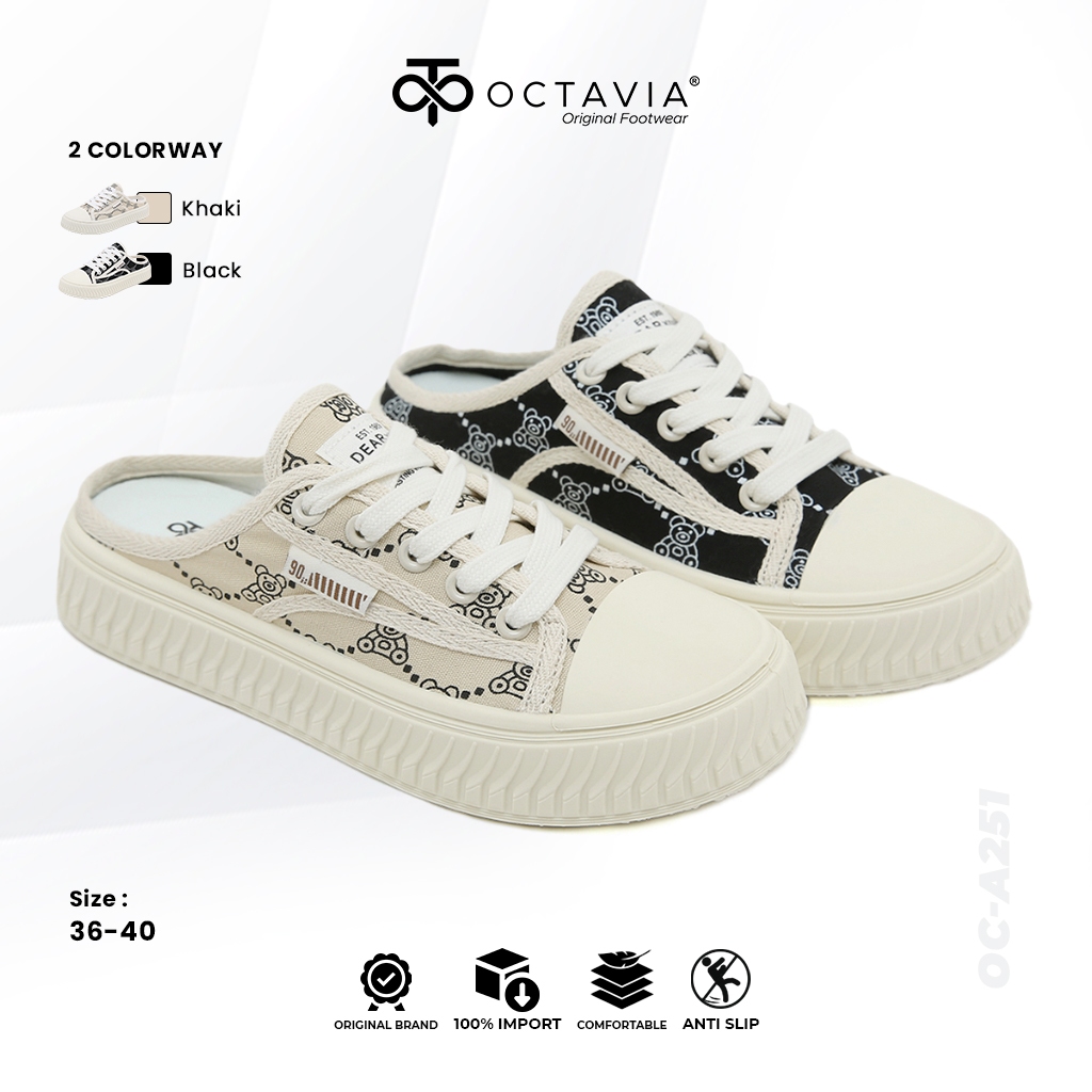 [ORIGINAL] OCTAVIA Sepatu Sneakers Casual Backless Mules Wanita #OC-A251