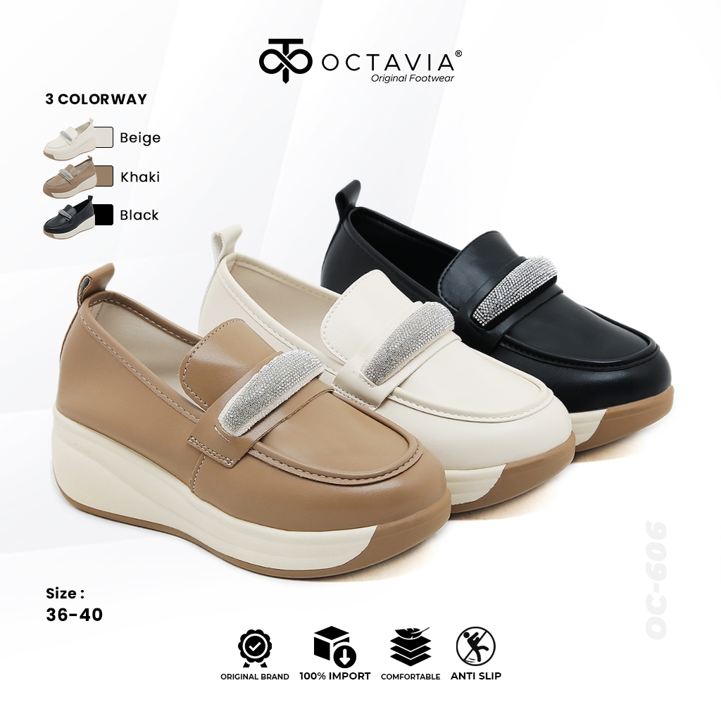 [ORIGINAL] OCTAVIA Sepatu Sneakers Casual Highsole Wedges Wanita #OC-606