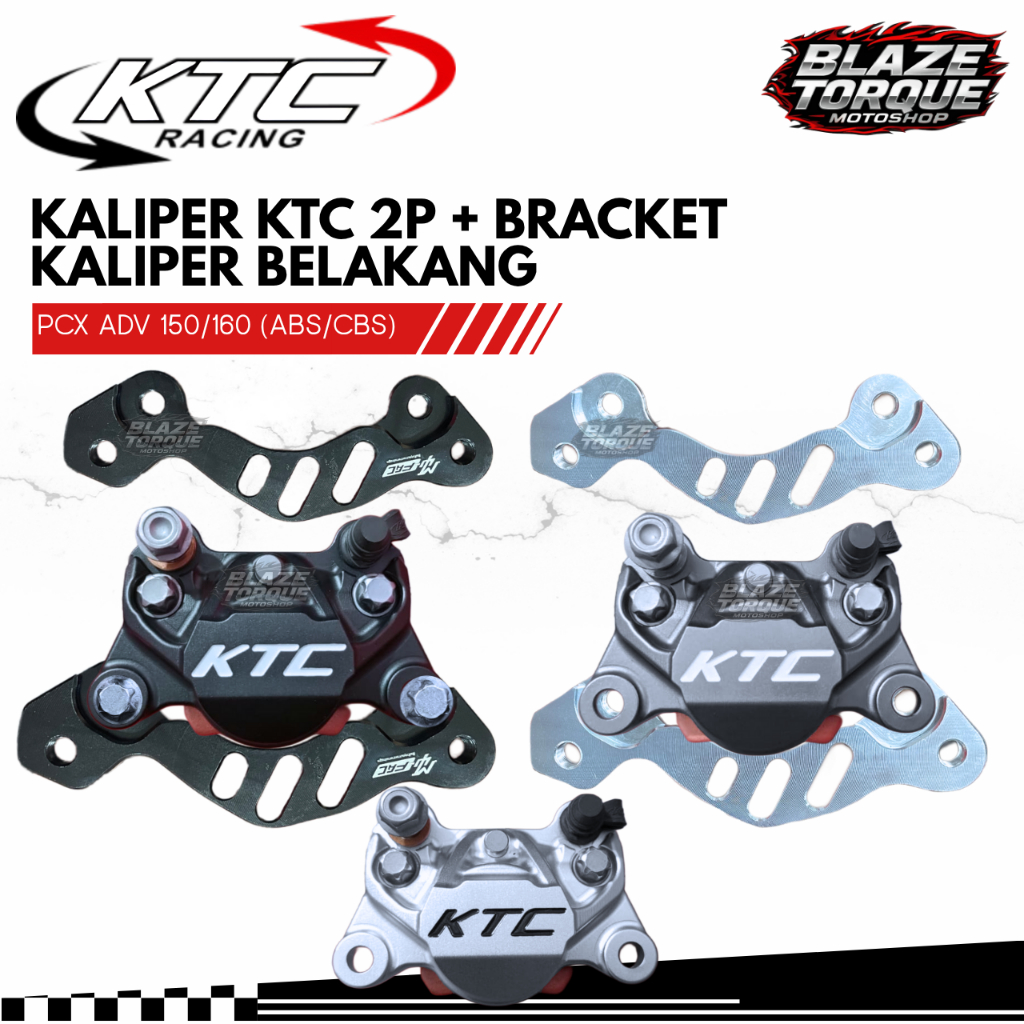New Kaliper KTC 2 Piston 2P + Bracket Disc Standard Kaliper Belakang  PCX ADV 150 160 (ABS/Non ABS)