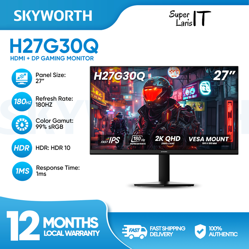 SKYWORTH H27G30Q Monitor 27 inch IPS 1440p 2K QHD 180Hz HDMI DP Adaptive Sync HDR10