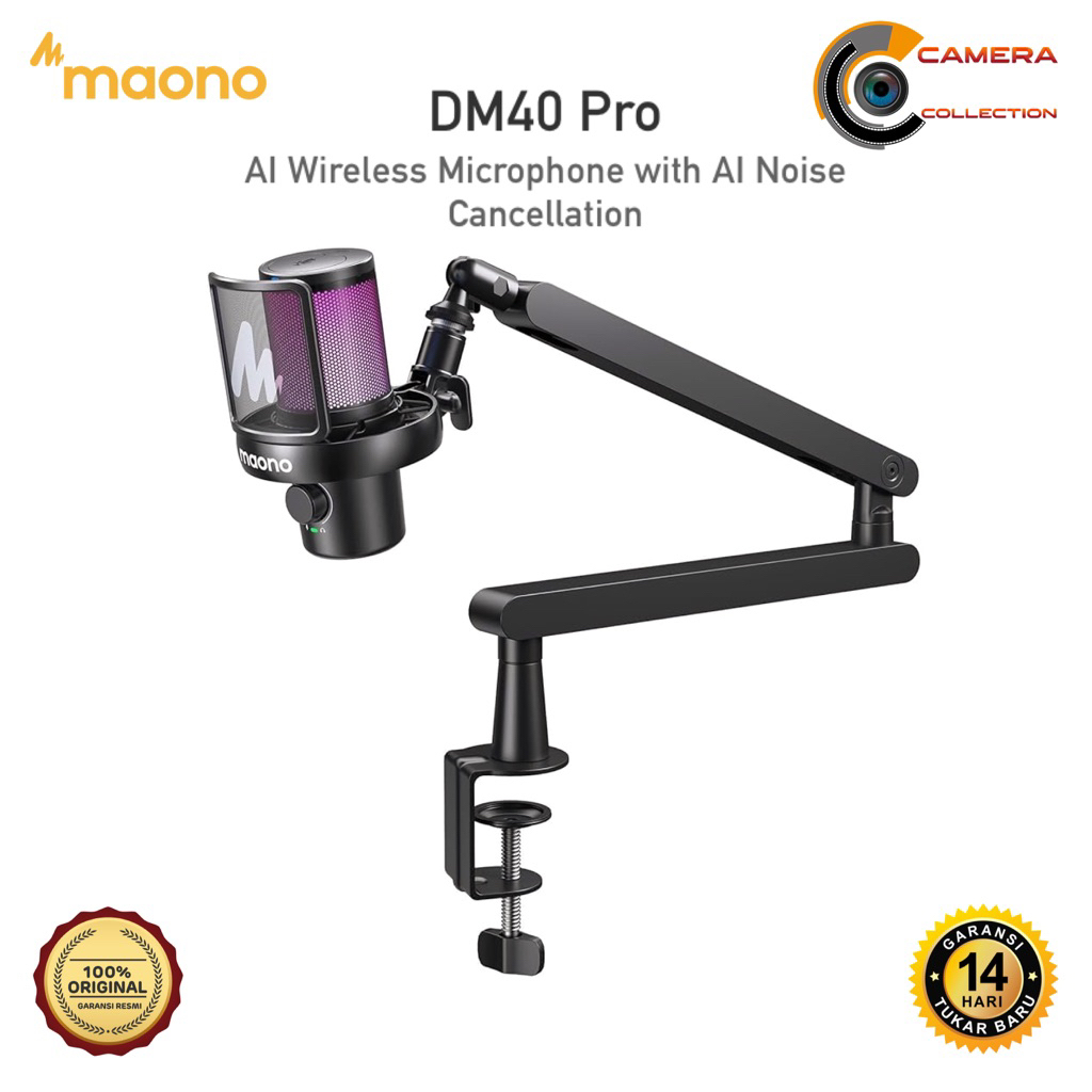 MAONO DM40 Pro AI Wireless Microphone AI Noise Cancellation,AI Voice Changer,Tap to Mute Wireless Co