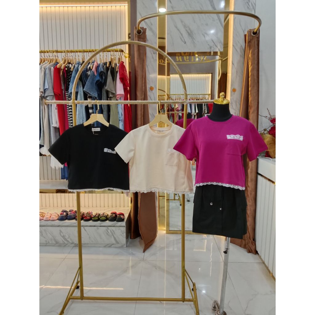 Atasan LAMOON SEOUL kantong renda Import BKK