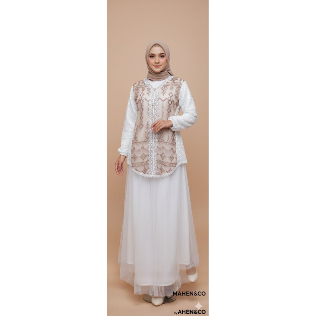 SET BROKAT MARLENE ROK TUTU TERLARIS Outer Dan Rok Tutu  Gamis Muslim Wanita Pesta Kondangan