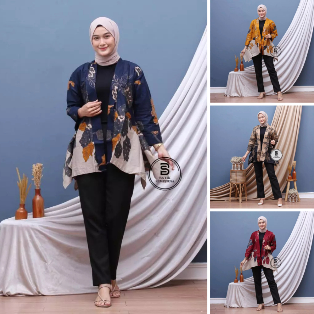 Outer Batik Wanita Modern Blazer Batik Vest Batik Atasan Wanita Kekinian All Size dan Jumbo