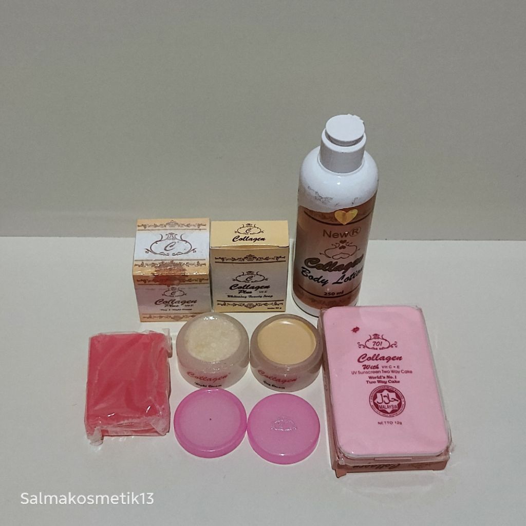 Paket Cream Collagen 5In1 Whitening Original // cream siang, malam, sabun, lotion, bedak twc