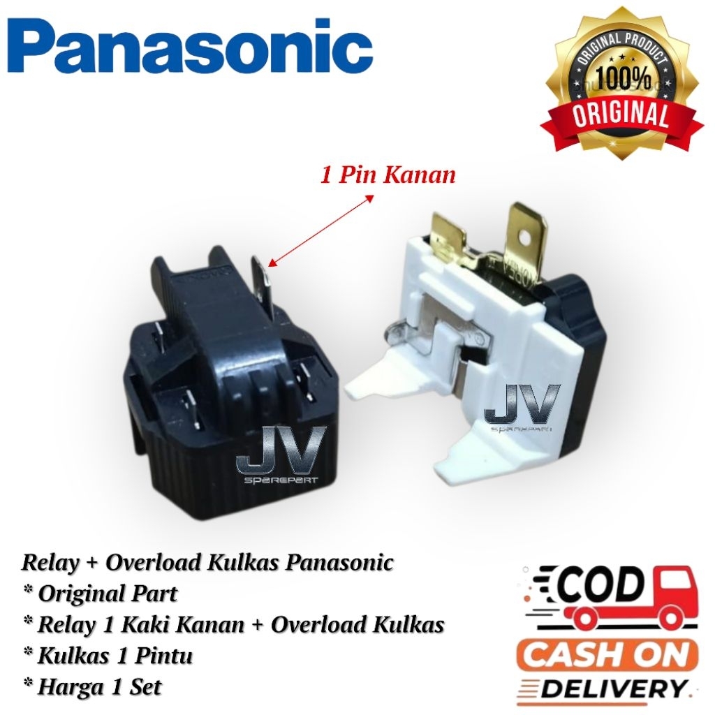 1 Set Relay Dan Overload Kulkas Panasonic 1 Pintu Original / Rilay Kulkas Panasonic 1 Pintu Original