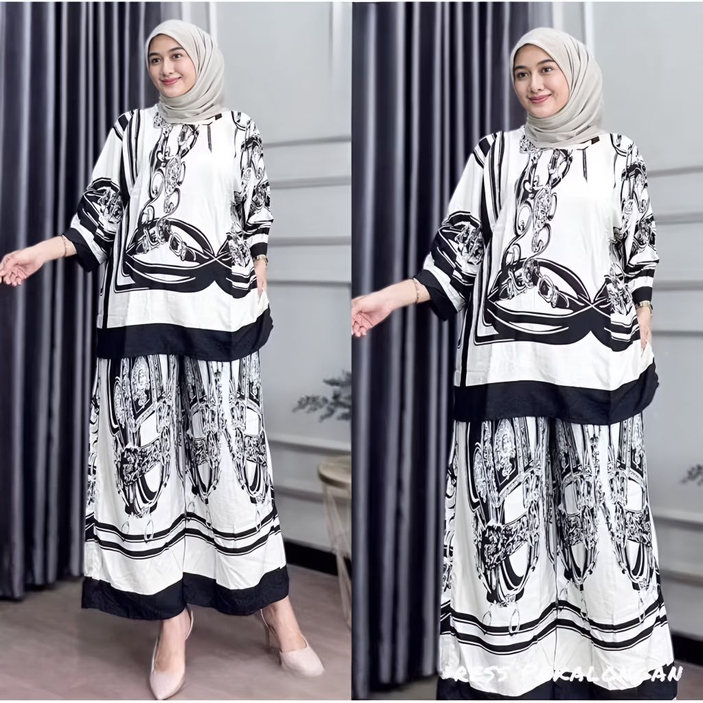 BAJU SETELAN WANITA DEWASA ATAU REMAJA ONSET MOTIF GARIS