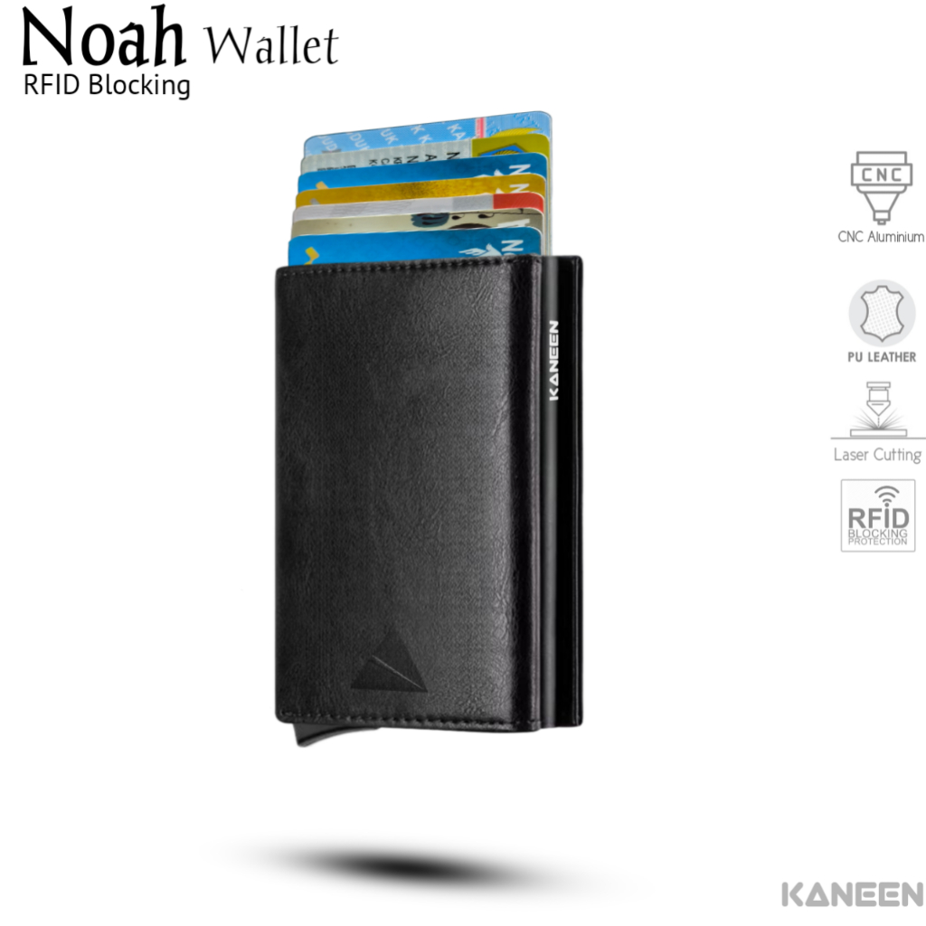 Kaneen - NOAH Smart Wallet Card Holder RFID Dompet Kartu Minimalis Hitam