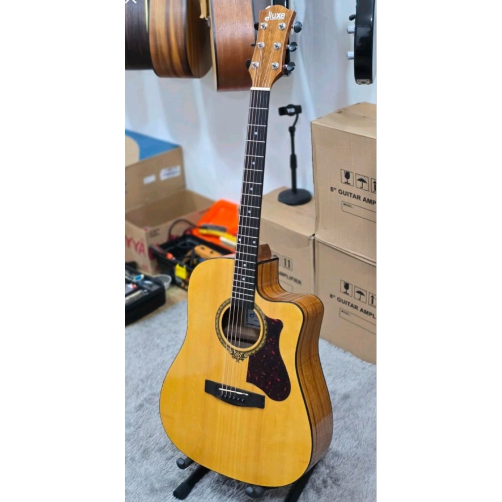 Gitar Akustik Steel String Glosy Original dluxe Ukuran jumbo Cutway tipe DW-110G
