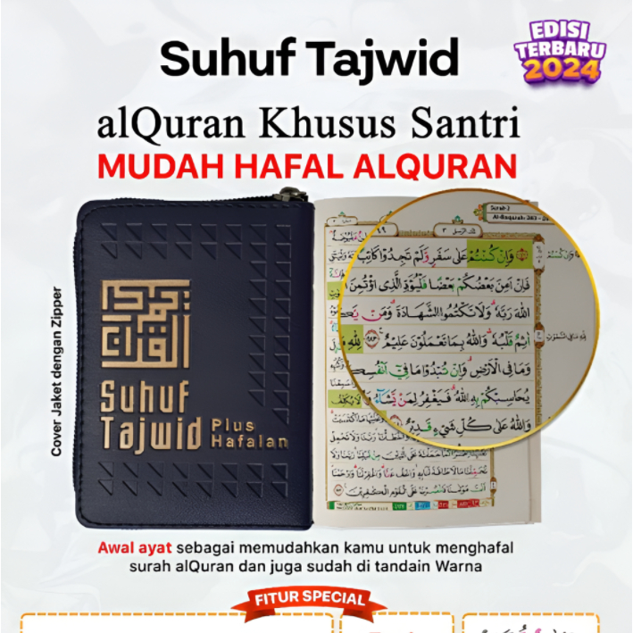 Alquran Mushaf Saku SUHUF Tajwid Dompet Resleting A7 - Al-Quran SUHUF Tajwid Plus Hafalan Alqosbah