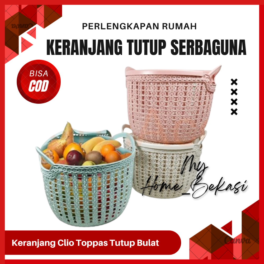 Keranjang Clio Toppas Tutup Bulat Keranjang Plastik Serbaguna