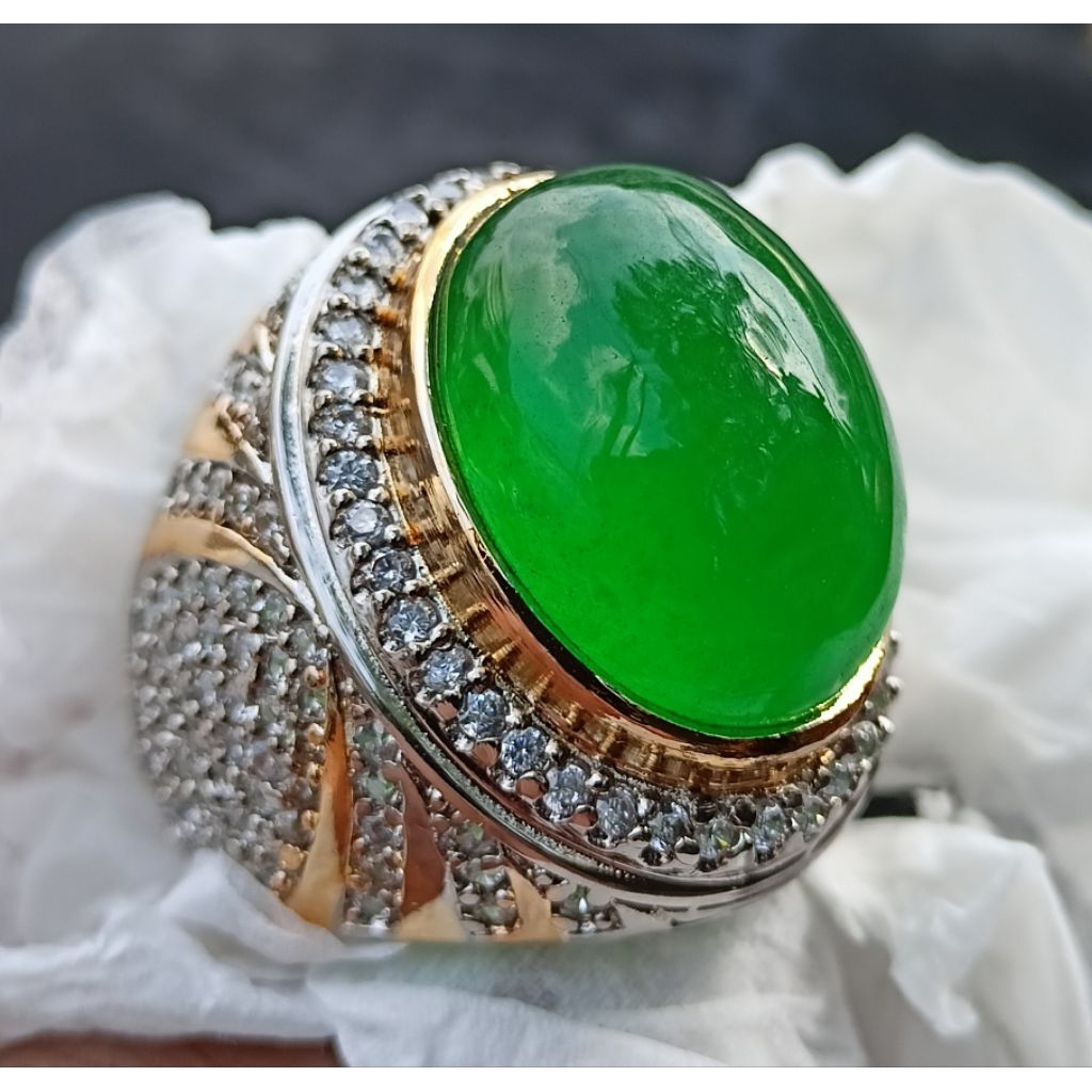 CINCIN BATU PERMATA GIOK BURMA YANMAR KRISTAL TOP QUALITY 100%ORI