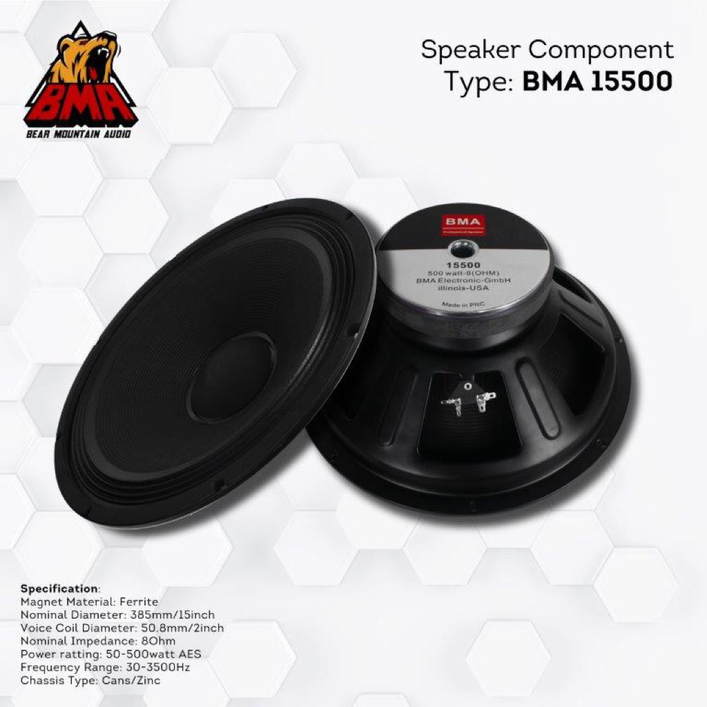 Speaker Komponen BMA 15500 / Speaker BMA 15500 Mid Low / Speaker 15 inch