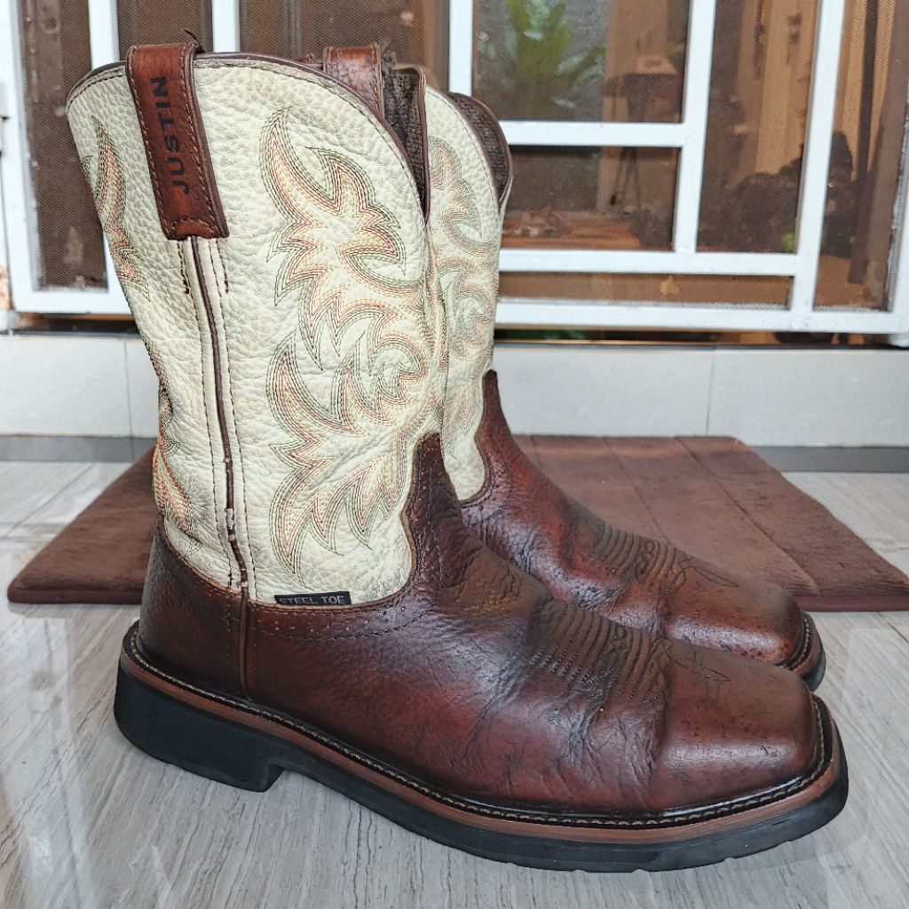 JUSTIN WK 4684 Driller 11" USA Brand Square Toe Work Boots Composite Toe Steel Toe Safety Boots Cowb