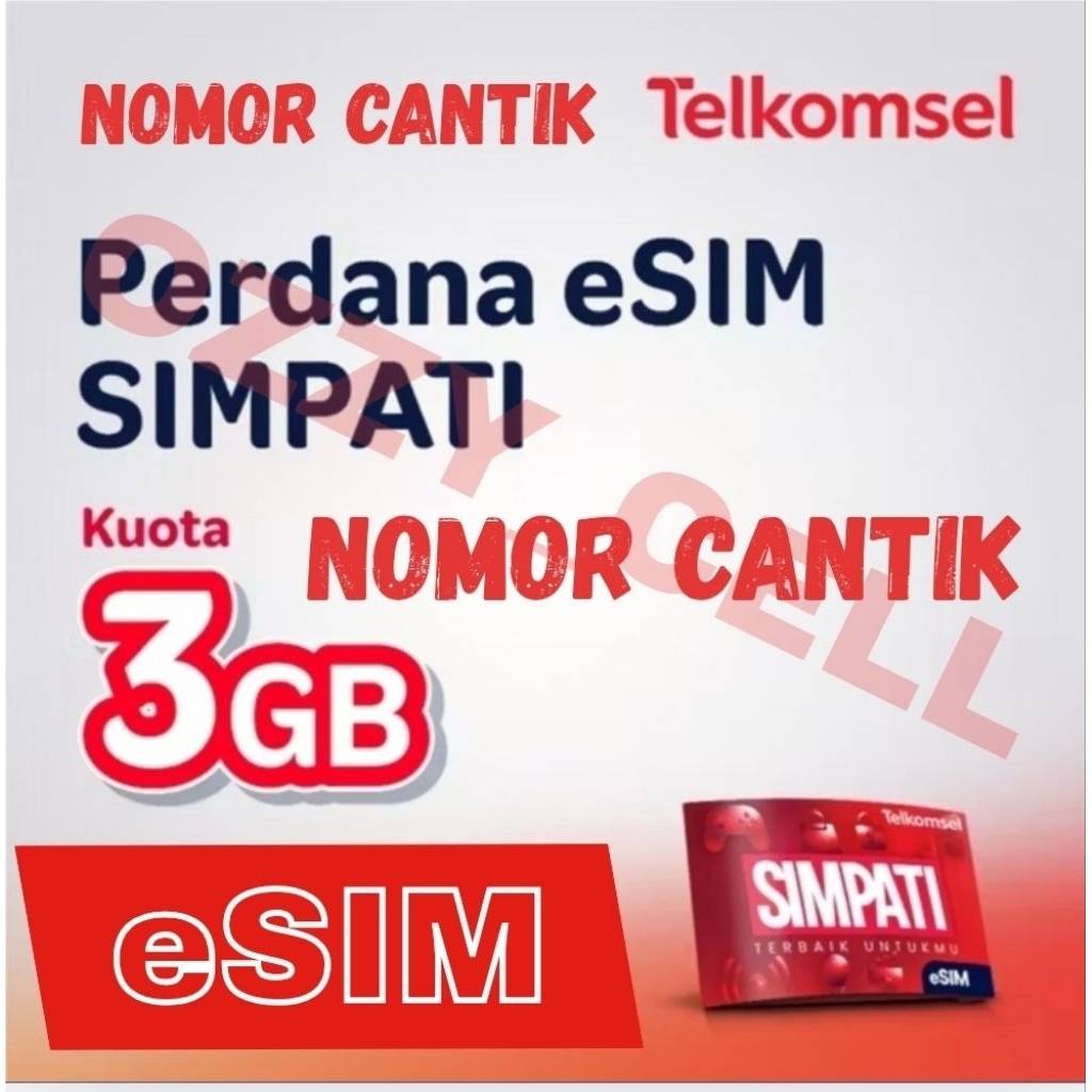 Promo Termurah e-SIM Telkomsel Nomor Cantik Untuk Hp Resmi Bonus Kuota 3GB|30hari esim Ozzy Cell