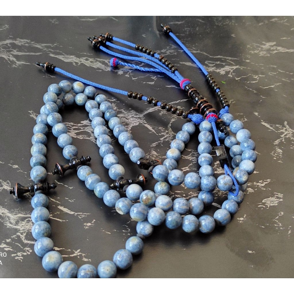 tasbih tijani coral biru bulat mix yuser hitam