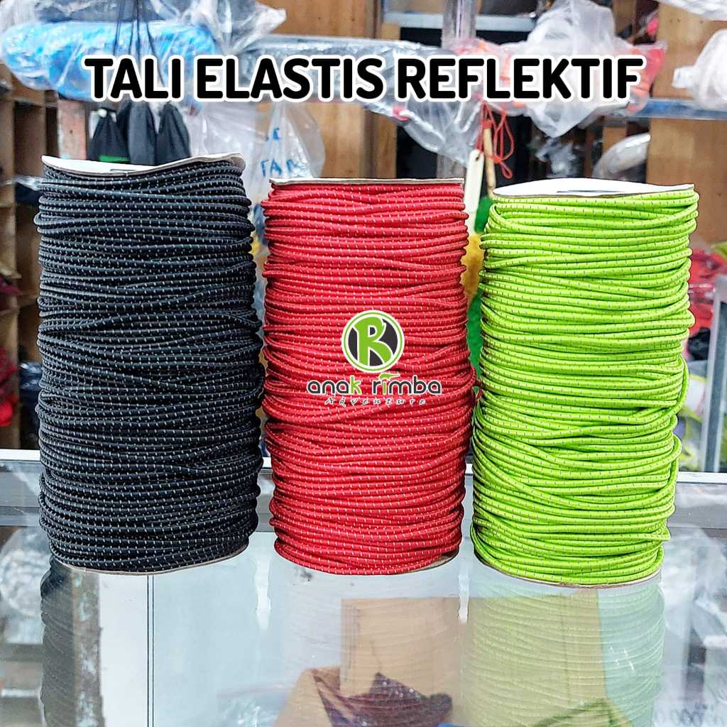 TALI ELASTIS REFLEKTIF 3 mm PER METER TALI FRAME TENDA DOME