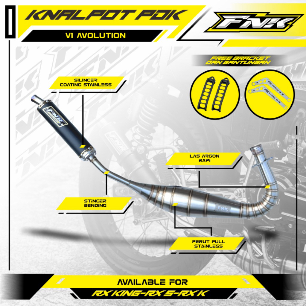 Knalpot Rx King Kolong Pdk Repsol Bending V1 Avolution Choating (Free Breket) Original FNK RACING