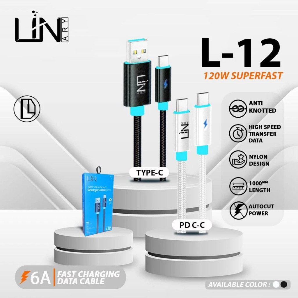 KABEL DATA LINARY L12 TYPE C | L-12 TYPE C TO TYPE C | FAST CHARGING | ORIGINAL