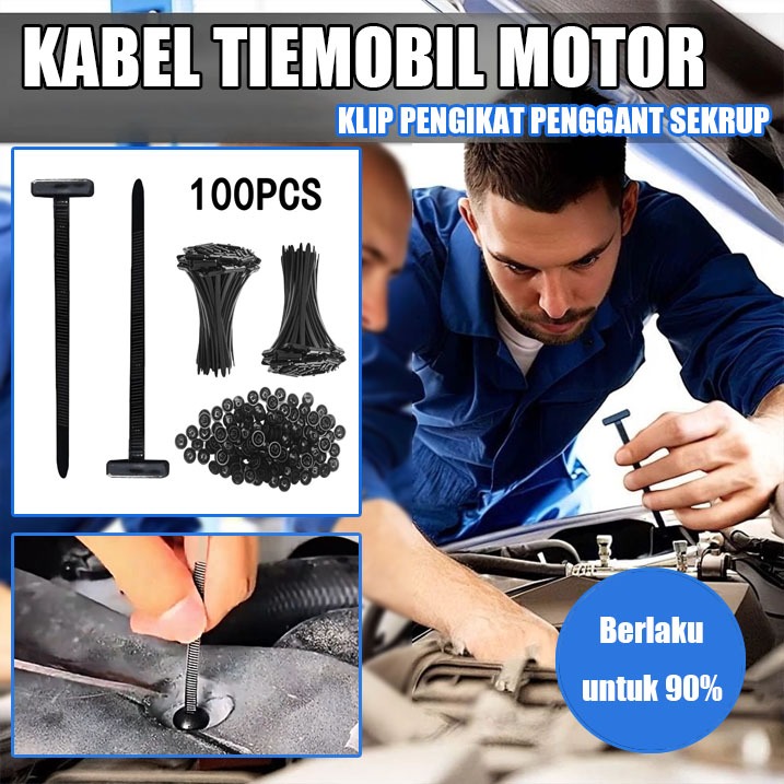 Gesper Zip Tie Kabel Mobil 20/40/60/80/100PCS Nylon Universal Self Locking Tugas Berat Tahan Panas U
