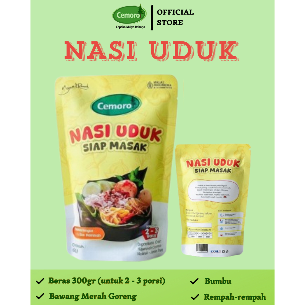 Nasi Uduk Siap Masak Instan 300gr / Liwet Uduk / Nasi Uduk Praktis Cemoro