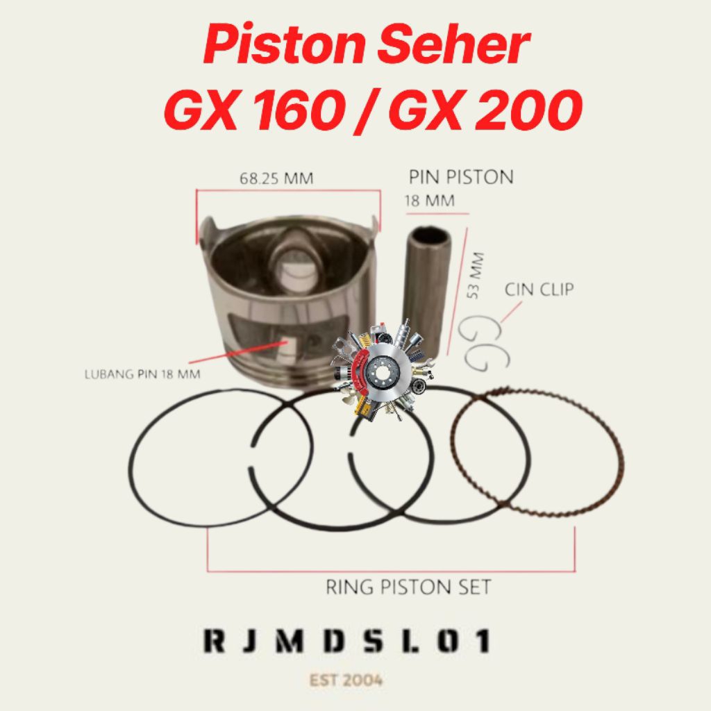 Piston Assy GX160 GX200 - Piston Seher Complete Ring Set Mesin Bensin GX160 GX200
