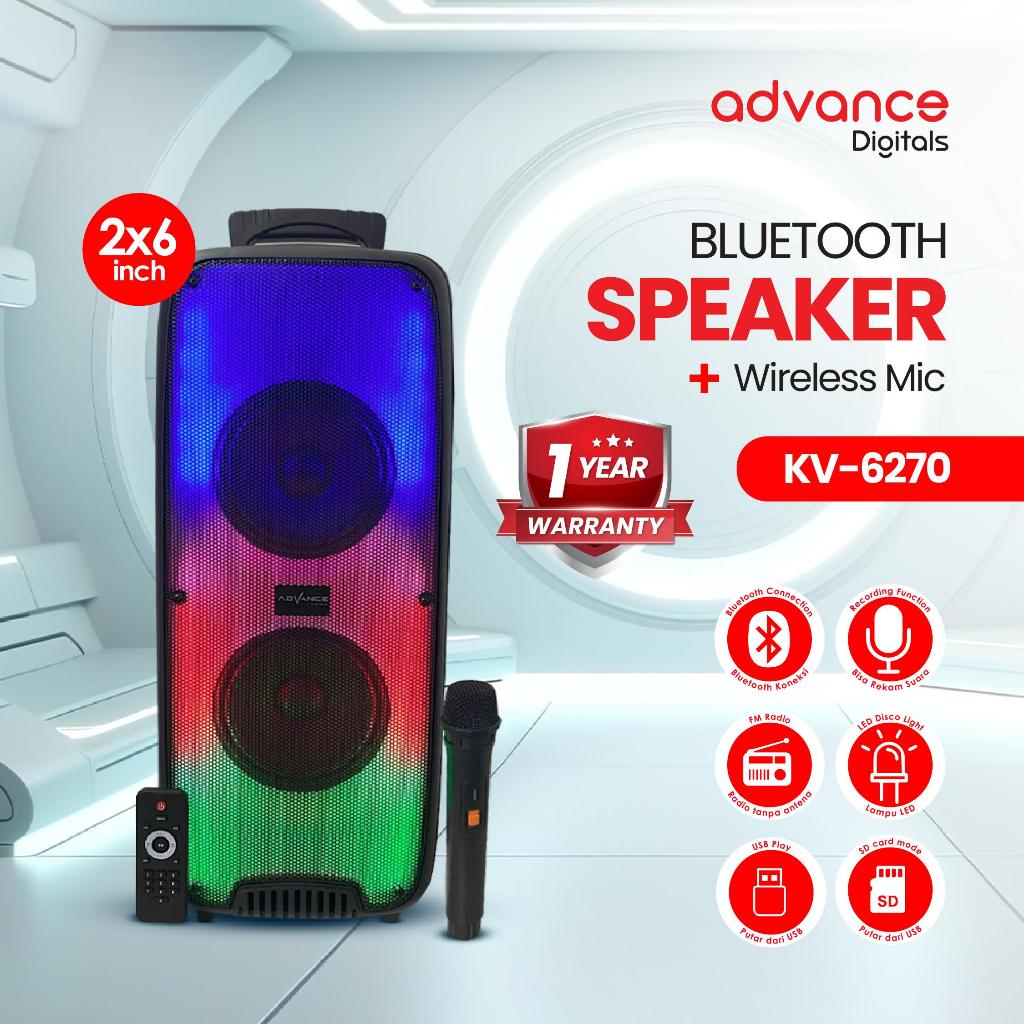Advance Digitals KV6270 Speaker  6 inch Bluetooth Bergaransi