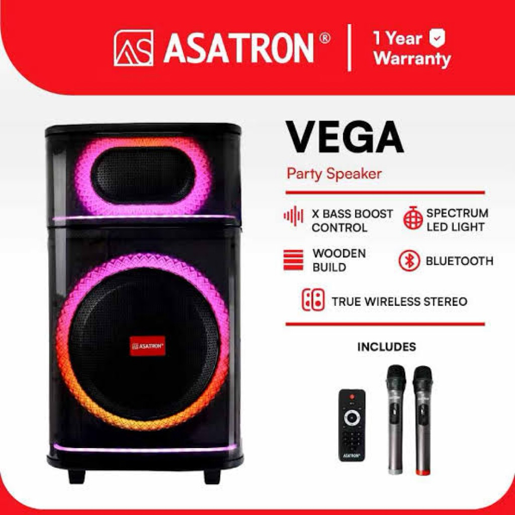 ASATRON VEGA 12 INCH SPEAKER PORTABLE ASATRON BLUETOOTH KARAOKE ASATRON SPEAKER 12 inch ASATRON VEGA