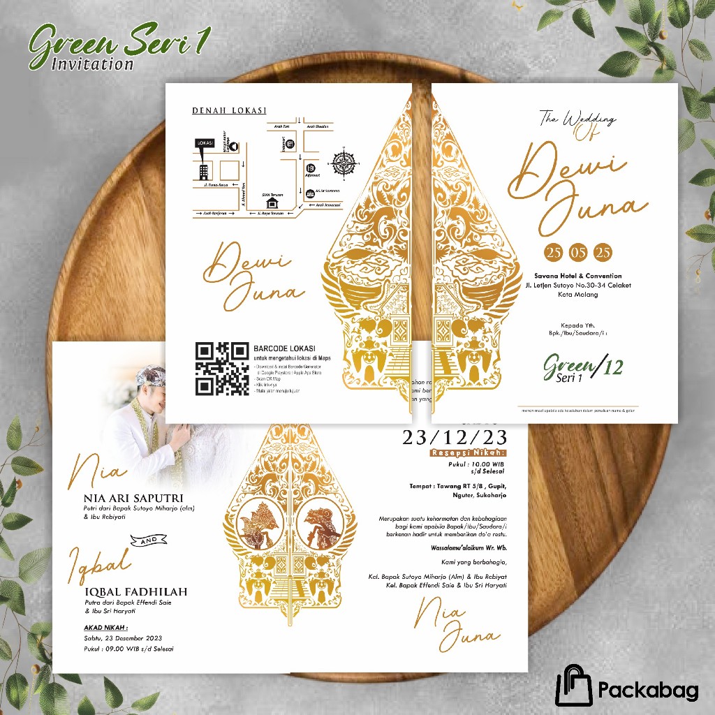 Undangan Pernikahan Murah Wayang Jawa - Undangan Nikah Green Fullcolor Desain Minimalis & Aesthetic
